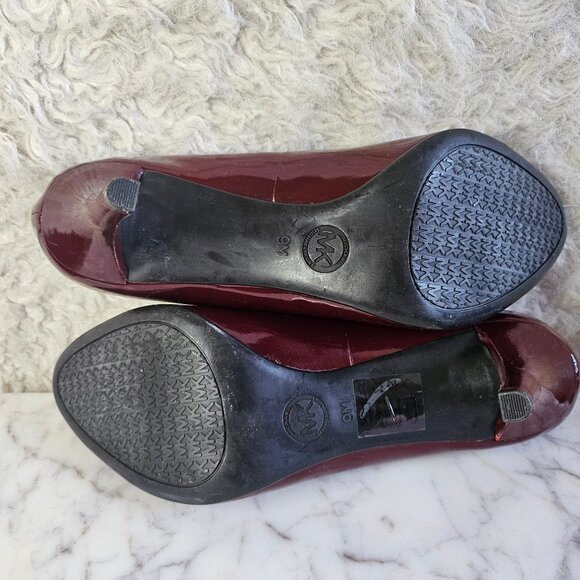 Michael Kors Women's Stilettos Burgundy Leather High Heels Pumps Shoes - Picture 6 of 9